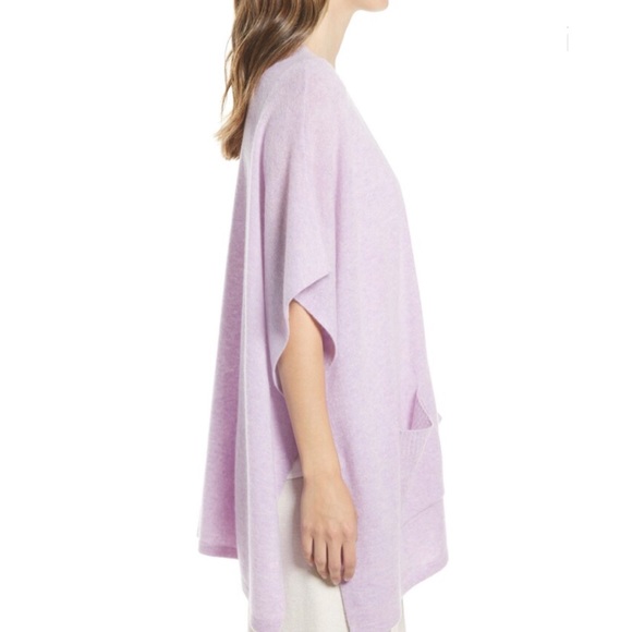 Nordstrom Recycled Cashmere Ruana Purple Petal Heather - Picture 2 of 4